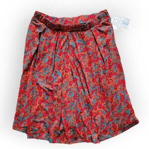 Lularoe Madison Box Pleats w/ Pockets Floral Pink/Green Skirt Women Sz XL